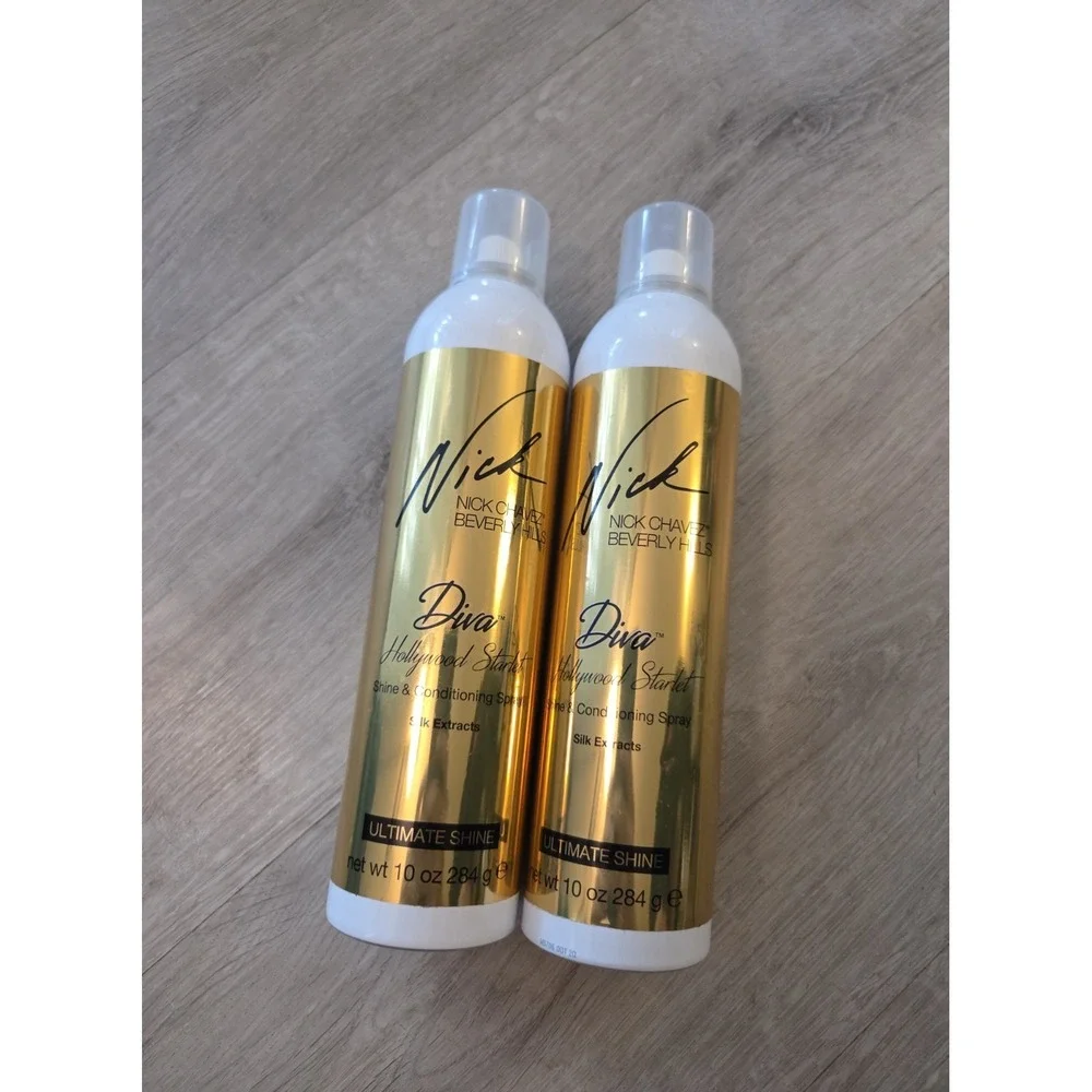Nick Chavez Hair Spray Ultimate Shine Conditioning Silk Extracts Diva 2 Pack